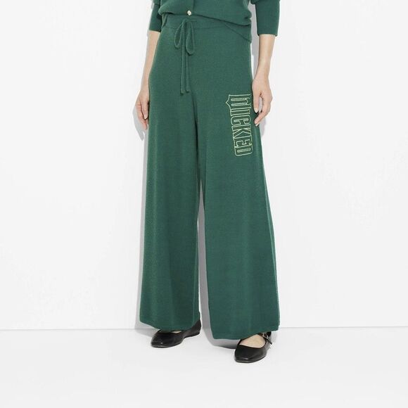 NWT Womens XL Wicked Elphaba Graphic Cardigan Pants Set Wide Leg Green Sweater - Picture 7 of 8